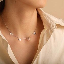 S.Leaf Mom Necklace Heart Necklace Sterling Silver Gifts for Mom New Mom Gifts for Women 14k Gold Dainty Mama Necklace