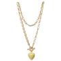 Kumshunie Heart Picture Locket Necklace Toggle Clasp Pendant 18K Gold Plated Choker Jewelry for Men Women