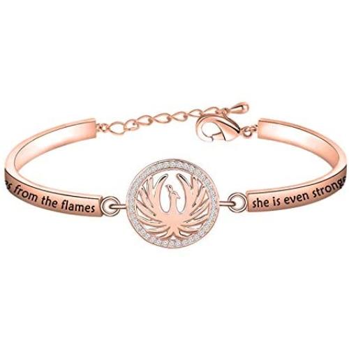 CYTING Phoenix Inspirational Quote Bracelet Phoenix Bird Jewelry Motivational Gift When The Phoenix Rises from The Flames She is Even Stronger Than Before