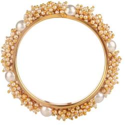Efulgenz Indian Bollywood Traditional Ethnic Gold Plated Pearl Studded Bracelets Bangle Set Wedding Jewelry for Women