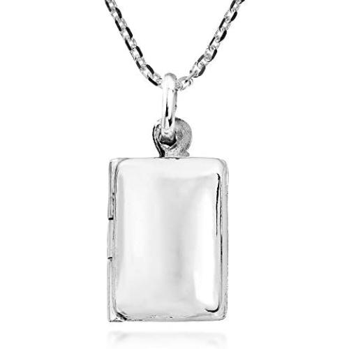 AeraVida Cute & Engravable Rectangular Locket .925 Sterling Silver Pendant Necklace