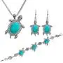 Turtle Necklace Pendant Cute Animal Sea Tortoise Turquoise Dangle Drop Earrings Hook Hollow Circle Flower Bracelet for Women Girls Jewelry Set Turtle Necklace Pendant Cute Animal Sea Tortoise Turquoise Dangle Drop Earrings Hook Hollow Circle Flower Bracelet for Women Girls Jewelry Set