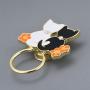 PANGRUI Exquisite Black and White Cats Couple Lovers Magnetic Eyeglass Holder Brooch Pin with Flower