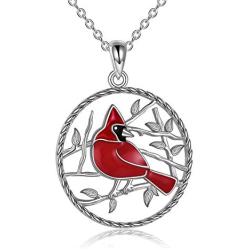 Cardinal Necklace Sterling Silver Red Bird Memorial Gift for Women Cardinal Jewelry for Girls Loved Ones