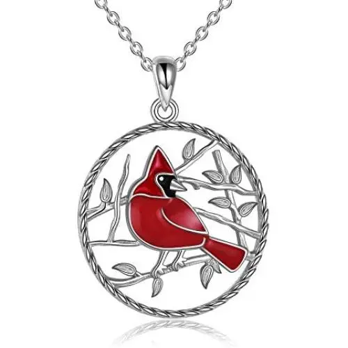 Cardinal Necklace Sterling Silver Red Bird Memorial Gift for Women Cardinal Jewelry for Girls Loved Ones Cardinal Necklace Sterling Silver Red Bird Memorial Gift for Women Cardinal Jewelry for Girls Loved Ones
