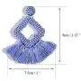Statement Drop Earrings for Women Girl Handmade Bohemian Beaded Hoop Prismatic Tassel Thread Fringe Dangle Fashion Jewellery Present for Mom and Sister (Blue) Statement Drop Earrings for Women Girl Handmade Bohemian Beaded Hoop Prismatic Tassel Thread Fringe Dangle Fashion Jewellery Present for Mom and Sister (Blue)