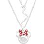 Disney Birthstone Women and Girls Jewelry Minnie Mouse Silver Plated Shaker Pendant Necklace, 18+2'' Extender