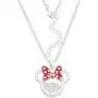Disney Birthstone Women and Girls Jewelry Minnie Mouse Silver Plated Shaker Pendant Necklace, 18+2'' Extender