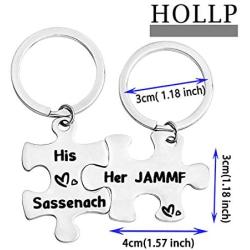 HOLLP Outlander Gifts Outlander Puzzle Keychain His Sassenach and Her JAMMF Keychain Sasenach Inspired Jewelry Gift Jamie Fraser Gifts for Outlander Fans