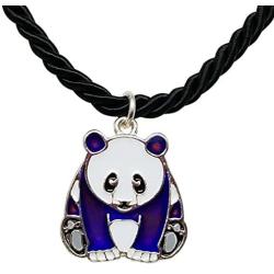 Panda Mood Necklace With Black Cord