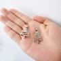 Cute Christmas Tree Piercing Dangle Earrings Golden Silver Two Tone Women Girls Holiday Gift