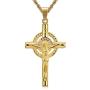 Lee Island Fashion Gold Cross Necklace for Men Women, 24K Gold Plated Simulated Diamond CZ Fully Crucifix Cross Catholic Jesus Christ Pendant Stainless Steel Necklace,20,24 Inch Chain Jewelry
