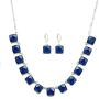 Colife fashion Crystal Necklace and Dangle Earrings Jewelry Sets for Women with Red Green Purple Blue and Multicolor to Choose