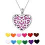 S925 Sterling Silver Aromatherapy Essential Oil Diffuser Necklace Love Heart Locket Perfume Pendant Necklace Jewelry 18+2''Adjustable Chain