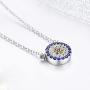 Kaletine Round Evil Eye Pendant Necklace Sterling Silver 925 Created Cubic Zirconia CZ Cable Chain 16''+2'' Extender