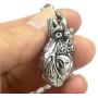Pearlina Anatomical Heart Necklace Man or Woman 3D Pendant Oxidized Antique-Finish Stainless Steel, 24''