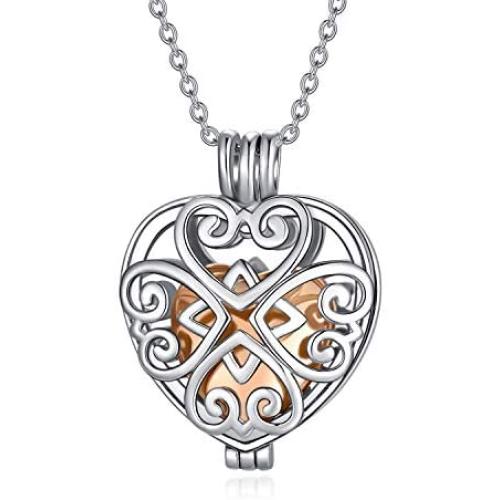 ROMANTIC WORK Cremation Jewelry for Ashes Sterling Silver Urn Necklace Cremation Pendant with Hollow Heart Memorial Keepsake Jewelry for Women Girls 18 inches Chain