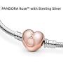 PANDORA Jewelry Moments Heart Clasp Snake Chain Rose Bracelet