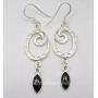 SilverStarJewel 5 x 10 mm Black Onyx Handwork Earrings 2.1'' 925 Sterling Silver New Gift