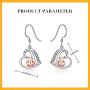Heart Miraculous Ladybug Dangle Drop Earrings 925 Sterling sliver Pierced Hook Dainty Animal Jewelry Trendy Meraculas Hypoallergenic Earring for Sensitive Ears Gifts for Her