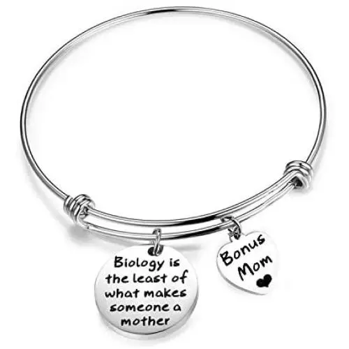 HOLLP Stepmother Mom Bracelet Stepmother Keychain Mother in Law Jewelry for Stepmother Biology is The Least of What Makes Someone a Mother Adjustable Charm Bracelet HOLLP Stepmother Mom Bracelet Stepmother Keychain Mother in Law Jewelry for Stepmother Biology is The Least of What Makes Someone a Mother Adjustable Charm Bracelet