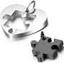 OIDEA 2PCS Stainless Steel Couples Love Heart Puzzle Pendant Necklace for Valentines Day,Chain Included, with Gift Bag Package,Black