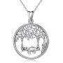 TRISHULA Sloth Necklace 925 Sterling Silver Cute Animal Sloth on Tree of Life Charm Pendant Jewelry Gifts for Sloth Lovers