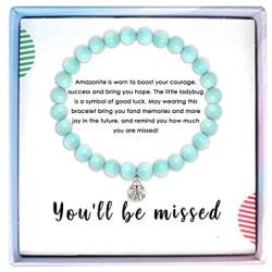 SOLINFOR Coworker Leaving Gifts for Women - Amazonite Beads Farewell Bracelet - Retirement Moving Away Goodbye Going Away New Job Good Luck Jewelry Gift Idea for Her Friends Boss