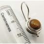 SilverStarJewel 925 Solid Silver Yellow & Brown Tigers Eye Earrings 0.9'' Art Gift