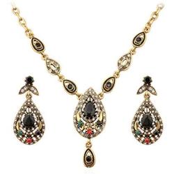 REDSTORM Bohemian Vintage Crystal Womens Jewelry Necklace Earring Set for Women & Bracelet Ring Set for Women