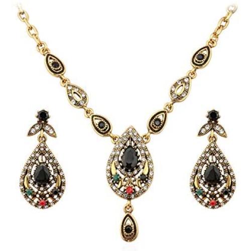 REDSTORM Bohemian Vintage Crystal Womens Jewelry Necklace Earring Set for Women & Bracelet Ring Set for Women