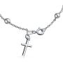 Thin Simple Religious Prayer Ball Beads Cross Rosary Bracelet For Women For Teen 925 Sterling Silver