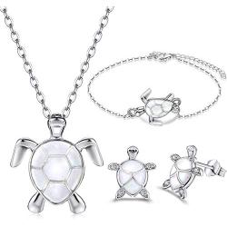 Yaomiao 3 Pieces Cute Turtle Adjustable Jewelry Set, Including Turtle Necklace Bracelet Earrings for Women Girl Accessories