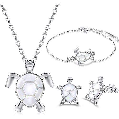 Yaomiao 3 Pieces Cute Turtle Adjustable Jewelry Set, Including Turtle Necklace Bracelet Earrings for Women Girl Accessories