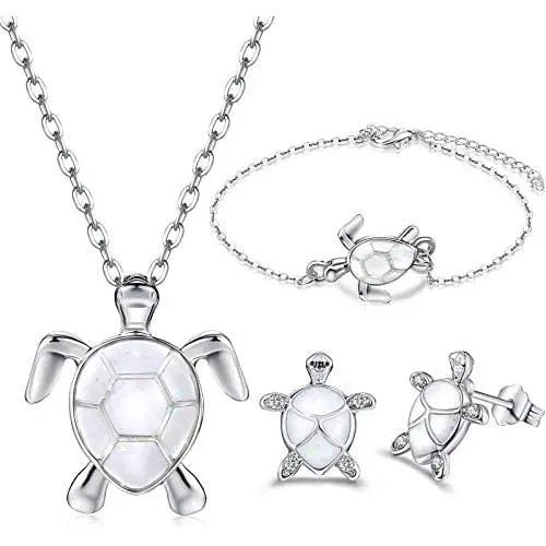 Yaomiao 3 Pieces Cute Turtle Adjustable Jewelry Set, Including Turtle Necklace Bracelet Earrings for Women Girl Accessories Yaomiao 3 Pieces Cute Turtle Adjustable Jewelry Set, Including Turtle Necklace Bracelet Earrings for Women Girl Accessories