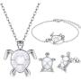 Yaomiao 3 Pieces Cute Turtle Adjustable Jewelry Set, Including Turtle Necklace Bracelet Earrings for Women Girl Accessories