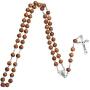 JIAHATE Wooden Cross Necklace for Boys,Mens Catholic Rosary Bead Necklace Intercession Handmade Wood Cross Pendant Necklace Jewelry