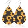 9 Pairs Sunflower Flower Fall Faux Leather Teardrop Dangle Earrings Lightweight Earrings for Women Girls Gift Leaf Drop Earrings Set Autumn Jewelry