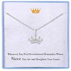 Niece Necklace Niece Gifts from Aunt Sterling Silver Crown Necklace for Niece Birthday Gifts