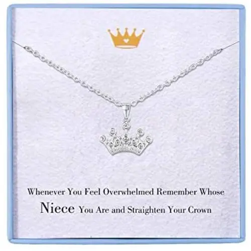 Niece Necklace Niece Gifts from Aunt Sterling Silver Crown Necklace for Niece Birthday Gifts Niece Necklace Niece Gifts from Aunt Sterling Silver Crown Necklace for Niece Birthday Gifts