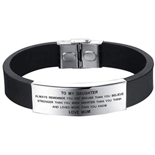 SOUSYOKYO to My Daughter Always Remember You are Braver Bracelet from Mom Family Jewelry Gift