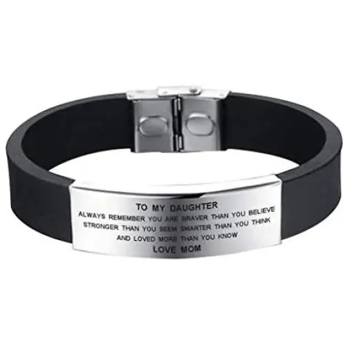 SOUSYOKYO to My Daughter Always Remember You are Braver Bracelet from Mom Family Jewelry Gift SOUSYOKYO to My Daughter Always Remember You are Braver Bracelet from Mom Family Jewelry Gift