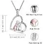 APOTIE 925 Sterling Silver Dog Necklace for Girls Always in My Heart Pendant Puppy Mother Day Jewelry Gift for Mom Dog Lover