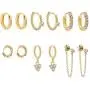 Erpels Gold Huggie Hoop Earring Set Small Hoop Earrings Cubic Zirconia Chain Hoop Earrings for Women Girls Erpels Gold Huggie Hoop Earring Set Small Hoop Earrings Cubic Zirconia Chain Hoop Earrings for Women Girls