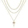 Layered Necklaces for Women, Handmade 14K Gold Plated Dainty Herringbone Pearl Paperclip Chain Choker Necklace Bar Evil Eye Lock Butterfly Cross Pendant Gold Chain Layering Choker Necklaces for Women