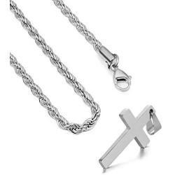 FZTN Jewelry Gold Necklace for Men & Women/Round Box Chain or Rope Chain with Cross Pendant Prayer Necklace/Love Heart Pendant Necklace / 20''-24'' Link Chain