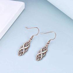 LUHE Celtic Earrings Sterling Silver Oxidized Good Luck Irish Vintage Celtic Knot Dangle Dangling Earrings Jewelry Dangles Gifts for Women Girls
