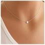 TseanYi Tiny Dot Necklace Choker Silver Round Pendant Necklace Boho Minimalist Necklaces Jewelry for Women and Girls (Silver)