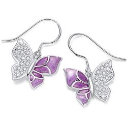 Sunflower/Butterfly Earrings 925 Sterling Silver Cute Dainty Dangle Hypoallergenic CZ Earrings for Women Christmas Gifts