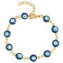 EDFORCE Stainless Steel Womens Charm Bracelet Enamel Evil Eye Protection Link Chain Adjustable, 7''+1'' Extender